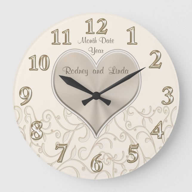 Personalisierte Hochzeitsmauer-Uhren oder Jubiläum Große Wanduhr (Vorderseite)