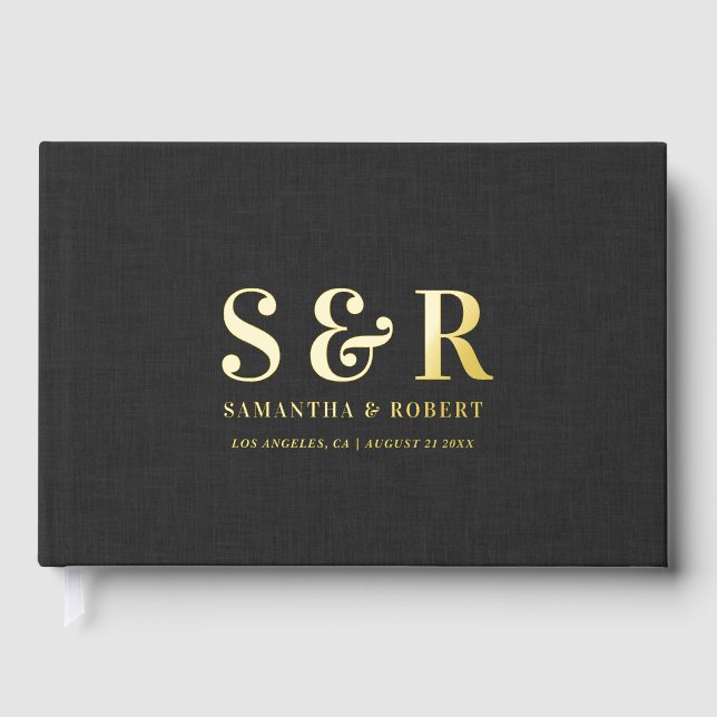 Personalisierte Hochzeitsmonogramm Gästebuch (Vorderseite)