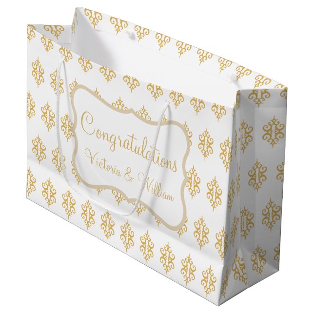 Personalisierte Hochzeitsnadel Große Geschenktüte (Vorderseite Schrägansicht)