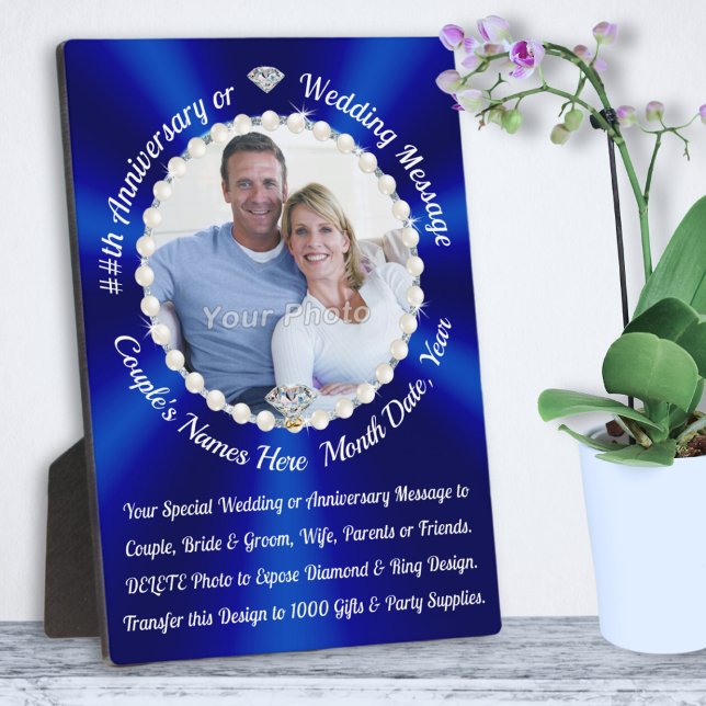 Personalisierte Hochzeitspenden oder Hochzeiten Fotoplatte (Personalized Wedding Anniversary Gifts. 10 year wedding anniversary gift for wife. 45th anniversary.)