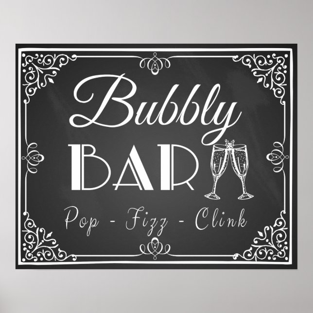 Personalisierte Hochzeitsplatte "Bubbly Bar" Poster (Vorne)