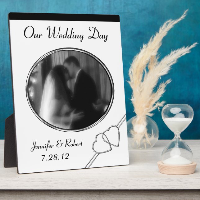Personalisierte Hochzeitsplattform für Schwarz und Fotoplatte (Seite)