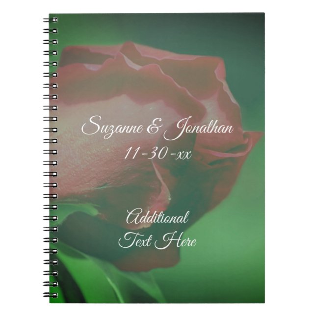 Personalisierte Hochzeitsrose 'Red Rosebud' Notizblock (Vorderseite)