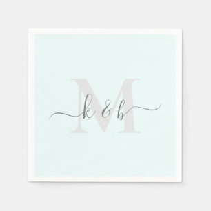 Personalisierte Hochzeitsschrift Eisblaue Cocktail Serviette