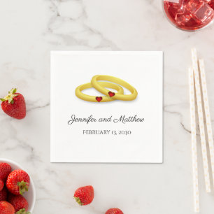 Personalisierte Hochzeitsservietten mit Ringen und Serviette