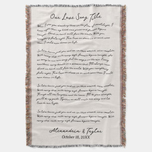 Personalisierte Hochzeitssong Lyric Blanket Decke