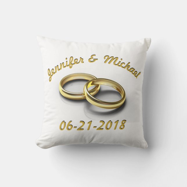Personalisierte Hochzeitstag-Gold-Rings Kissen (Vorderseite)