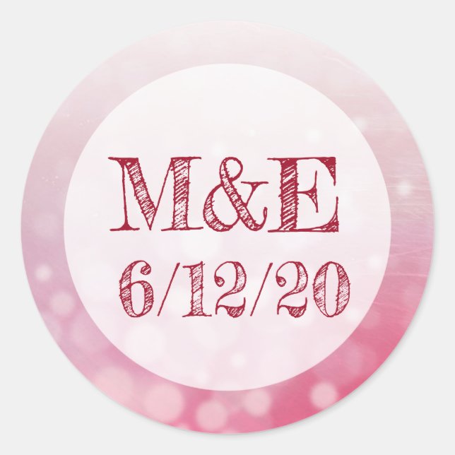 Personalisierte Hochzeitsticker für Rote Blasen Runder Aufkleber (Vorderseite)