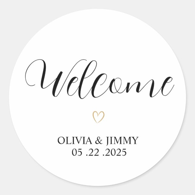Personalisierte Hochzeitsticker | Hochzeitsempfang Runder Aufkleber (Vorderseite)