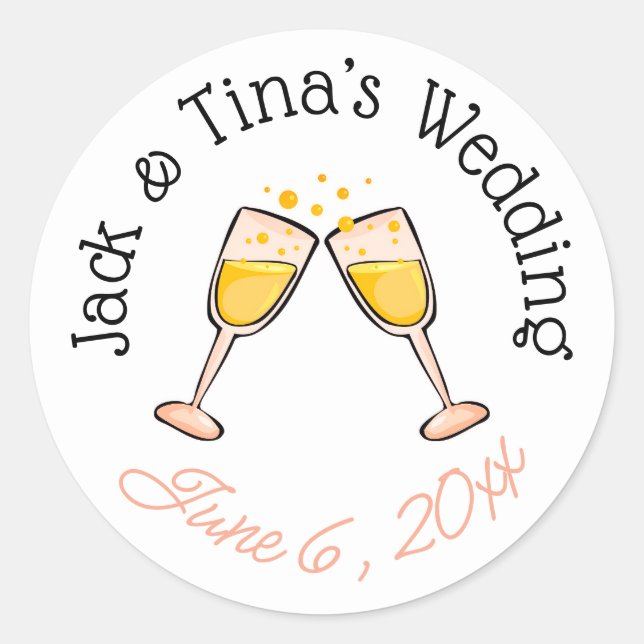 Personalisierte Hochzeitsticker Runder Aufkleber (Vorderseite)