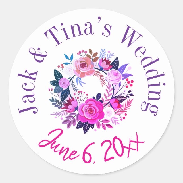 Personalisierte Hochzeitsticker Runder Aufkleber (Vorderseite)