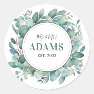 Personalisierte Hochzeitsticker Runder Aufkleber