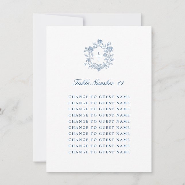 Personalisierte Hochzeitstisch-Nummer Blaue Sitzor (Vorderseite)