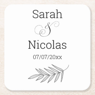 Personalisierte Hochzeitstücher minimalist Rechteckiger Pappuntersetzer