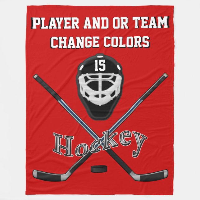 Personalisierte HOCKEY Decke, Ihr TEXT und FARBEN Fleecedecke (Vorderseite)