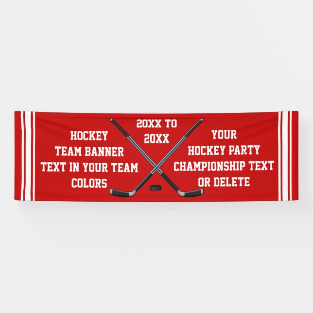 Personalisierte Hockey-Fahne, IHR TEXT und FARBEN Banner (Horizontal)