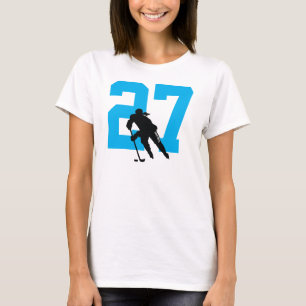 Personalisierte Hockey-Spielerzahl Türkis T-Shirt