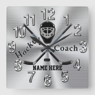 Personalisierte Hockey-Zug-Geschenke mit Namen Quadratische Wanduhr