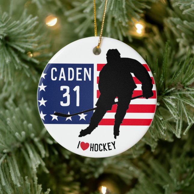 Personalisierte Hockeyverzierung Keramik Ornament (Baum)