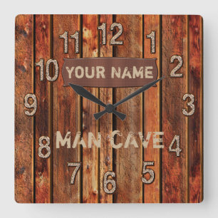 PERSONALISIERTE Höhlenwand mit Ihrem Namen Quadratische Wanduhr