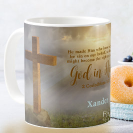Personalisierte Holzkreuz-Verse Kaffeetasse