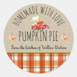 Personalisierte Homemade mit Liebe Pumpkin Sticker