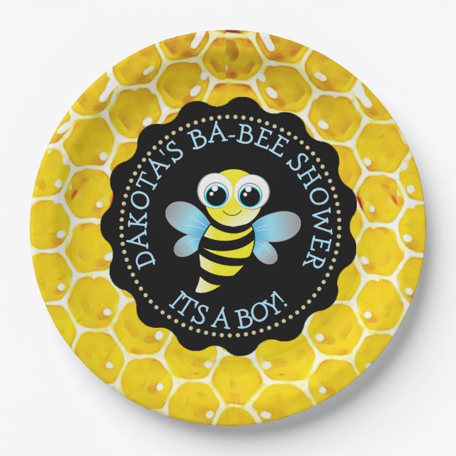 Personalisierte Honey Bee Baby Dusche Paper Teller (Vorderseite)