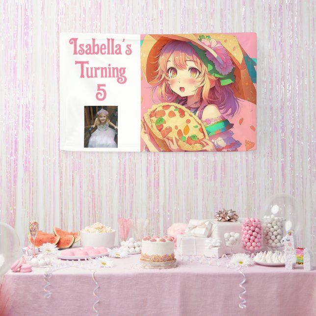 Personalisierte Hübsche Anime Girl Pizza Banner (Party)