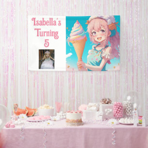 Personalisierte Hübsche Anime Ice Creme Geburtstag Banner