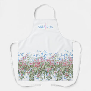Personalisierte hübsche Aquarell-Wildblumen-Grenze Schürze
