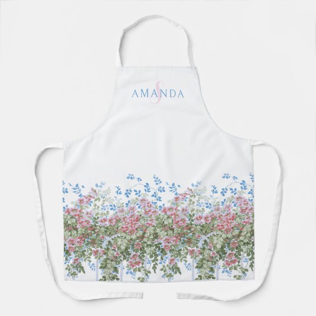 Personalisierte hübsche Aquarell-Wildblumen-Grenze Schürze (Vorderseite)