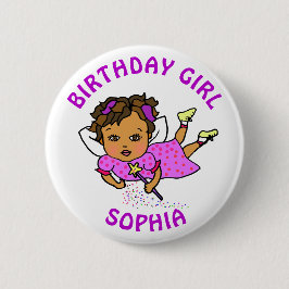 Personalisierte Hübsche Fairy Birthday Girl Button