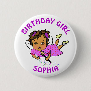 Personalisierte Hübsche Fairy Birthday Girl Button
