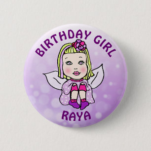 Personalisierte Hübsche Fairy Birthday Girl Button