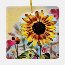 Personalisierte Hübsche Gelbblüte Weihnachten Keramikornament