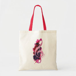 Personalisierte Hübsche Rosa Treble Clef Musik Tragetasche