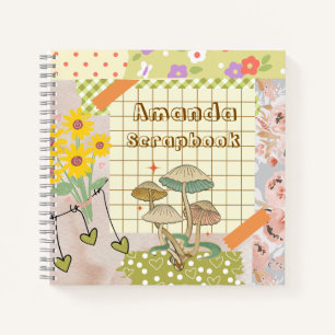 Personalisierte hübsche Vintage-Scrapbooking-Pilze Notizbuch