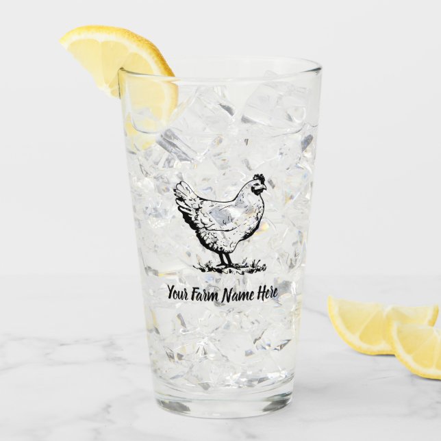 Personalisierte Hühnerfarm Glas (Vorderseite Ice)