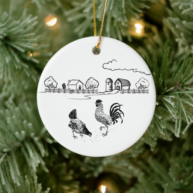 Personalisierte Hühnerkuchen Liebe Weihnachten Keramik Ornament (Baum)