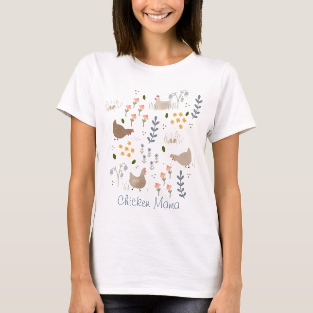 Personalisierte Hühnermama zum Hühnerliebhaber T-Shirt (Vorderseite)