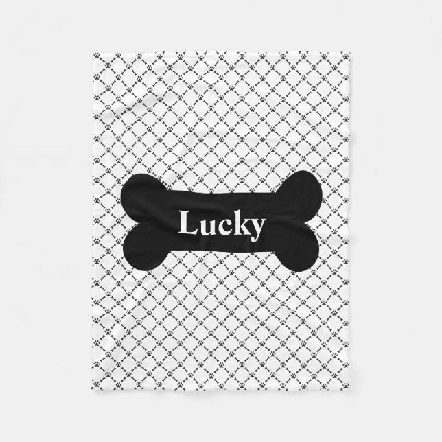Personalisierte Hündchen-Schwarzweiss-Decke Fleecedecke (Vorderseite)