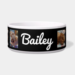 Personalisierte Hunde Fotos und Name Black Napf