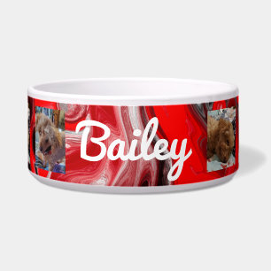 Personalisierte Hunde Fotos und Name Red Black Napf