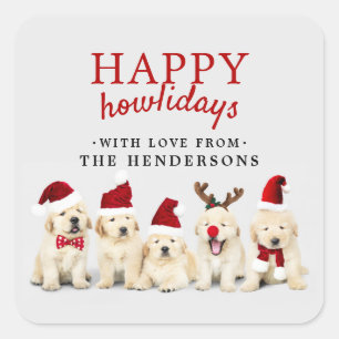 Personalisierte Hunde Happy Howlidays Weihnachten Quadratischer Aufkleber
