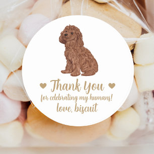 Personalisierte Hunde-Hochzeitsgunst-Sticker Runder Aufkleber