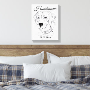Personalisierte Hunde One Line Art Weimaraner Leinwanddruck