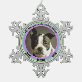 Personalisierte Hundebrücke Schneeflocken Zinn-Ornament