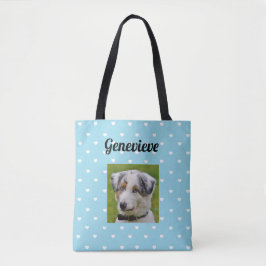 Personalisierte HundeFoto-Tatzen-Druck BlueTote Tasche