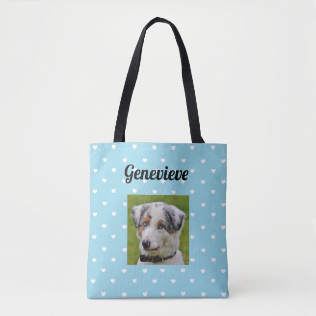 Personalisierte HundeFoto-Tatzen-Druck BlueTote Tasche (Vorderseite)