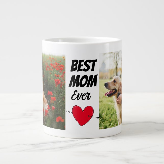 Personalisierte Hundemutter, zwei Fotos Jumbo-Tasse (Vorderseite)